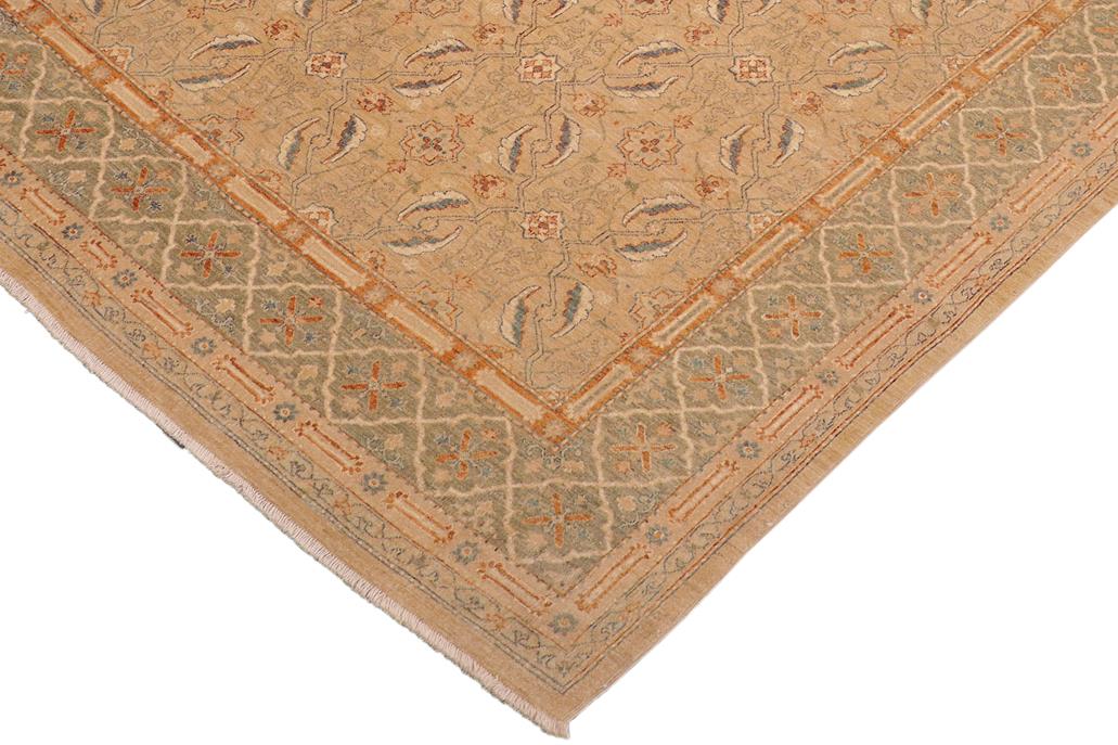 handmade Transitional Kafkaz Chobi Ziegler Tan Green Hand Knotted RECTANGLE 100% WOOL area rug 9 x 10