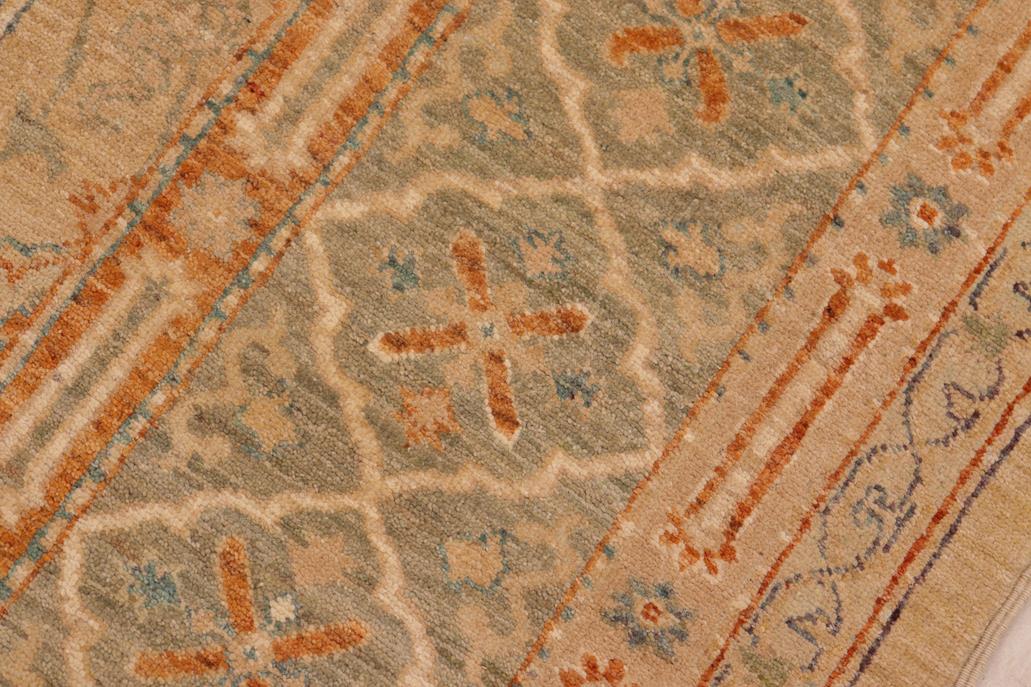 handmade Transitional Kafkaz Chobi Ziegler Tan Green Hand Knotted RECTANGLE 100% WOOL area rug 9 x 10