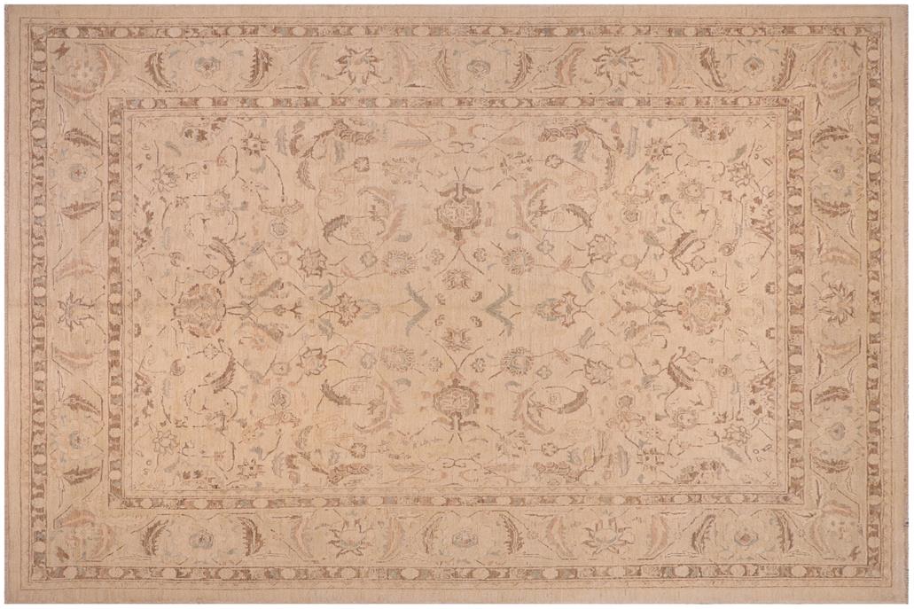 handmade Traditional Kafkaz Chobi Ziegler Beige Tan Hand Knotted RECTANGLE 100% WOOL area rug 9 x 12