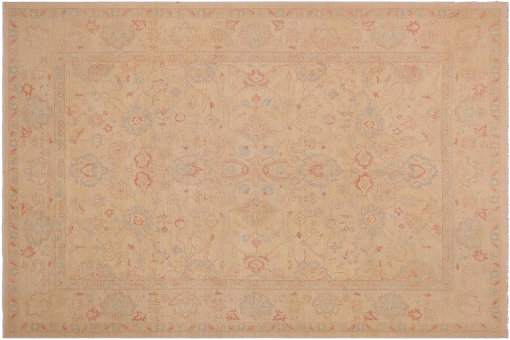 handmade Traditional Kafkaz Chobi Ziegler Beige Blue Hand Knotted RECTANGLE 100% WOOL area rug 10 x 12
