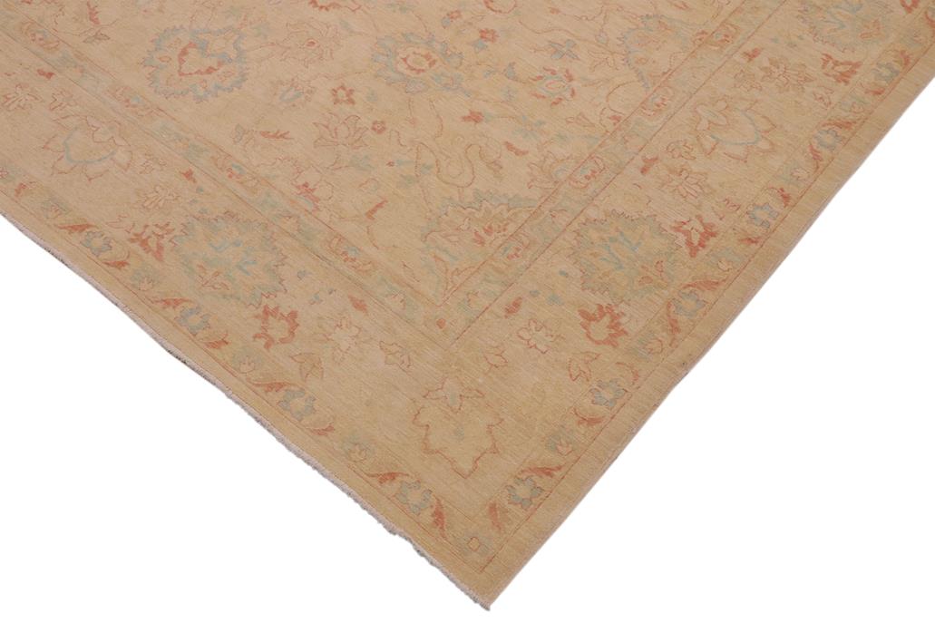 handmade Traditional Kafkaz Chobi Ziegler Beige Blue Hand Knotted RECTANGLE 100% WOOL area rug 10 x 12