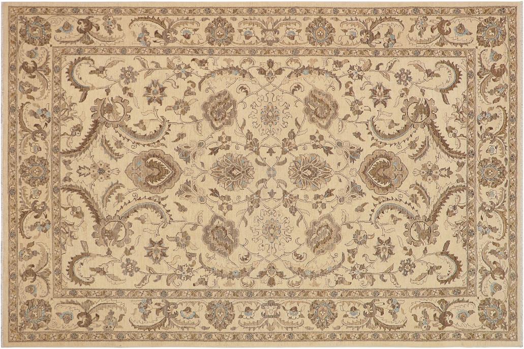 handmade Traditional Kafkaz Chobi Ziegler Beige Blue Hand Knotted RECTANGLE 100% WOOL area rug 9 x 12
