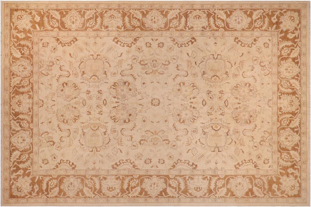 handmade Traditional Kafkaz Chobi Ziegler Beige Brown Hand Knotted RECTANGLE 100% WOOL area rug 9 x 12