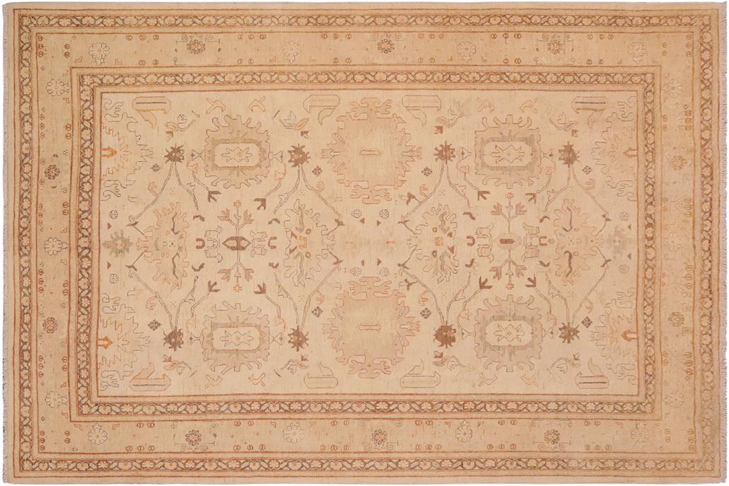 handmade Traditional Kafkaz Chobi Ziegler Beige Tan Hand Knotted RECTANGLE 100% WOOL area rug 9 x 12