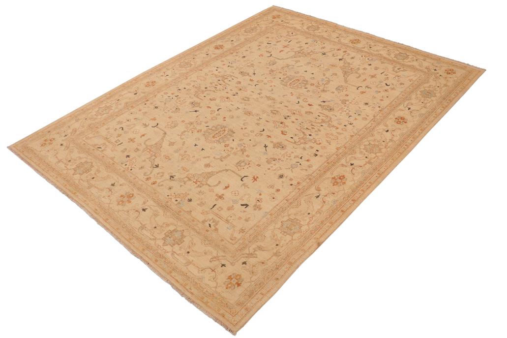 handmade Traditional Kafkaz Chobi Ziegler Beige Rust Hand Knotted RECTANGLE 100% WOOL area rug 9 x 12
