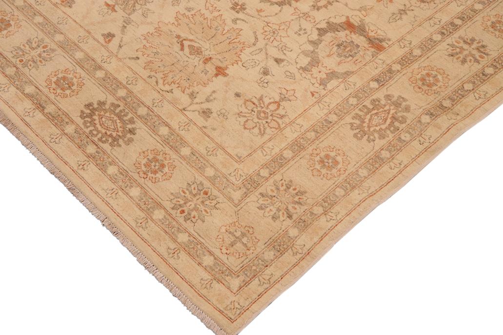 handmade Traditional Kafkaz Chobi Ziegler Beige Rust Hand Knotted RECTANGLE 100% WOOL area rug 9 x 12