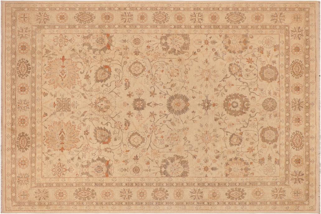 handmade Traditional Kafkaz Chobi Ziegler Beige Rust Hand Knotted RECTANGLE 100% WOOL area rug 9 x 12