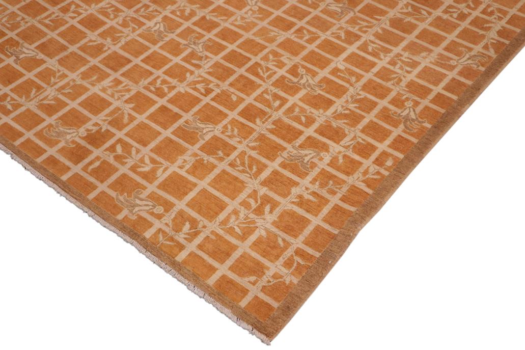 handmade Transitional Kafkaz Chobi Ziegler Orange Beige Hand Knotted RECTANGLE 100% WOOL area rug 9 x 12