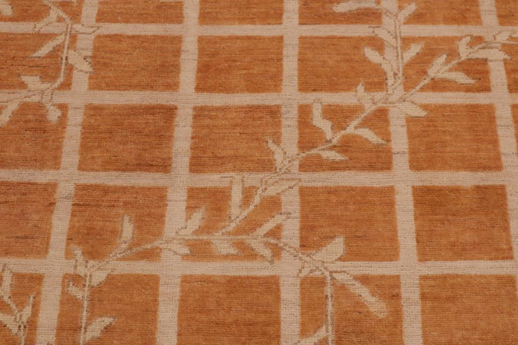 handmade Transitional Kafkaz Chobi Ziegler Orange Beige Hand Knotted RECTANGLE 100% WOOL area rug 9 x 12