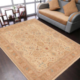handmade Traditional Kafkaz Chobi Ziegler Beige Lt. Brown Hand Knotted RECTANGLE 100% WOOL area rug 9 x 12
