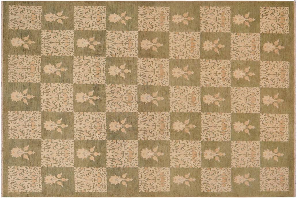 handmade Transitional Kafkaz Chobi Ziegler Lt. Green Beige Hand Knotted RECTANGLE 100% WOOL area rug 9 x 12