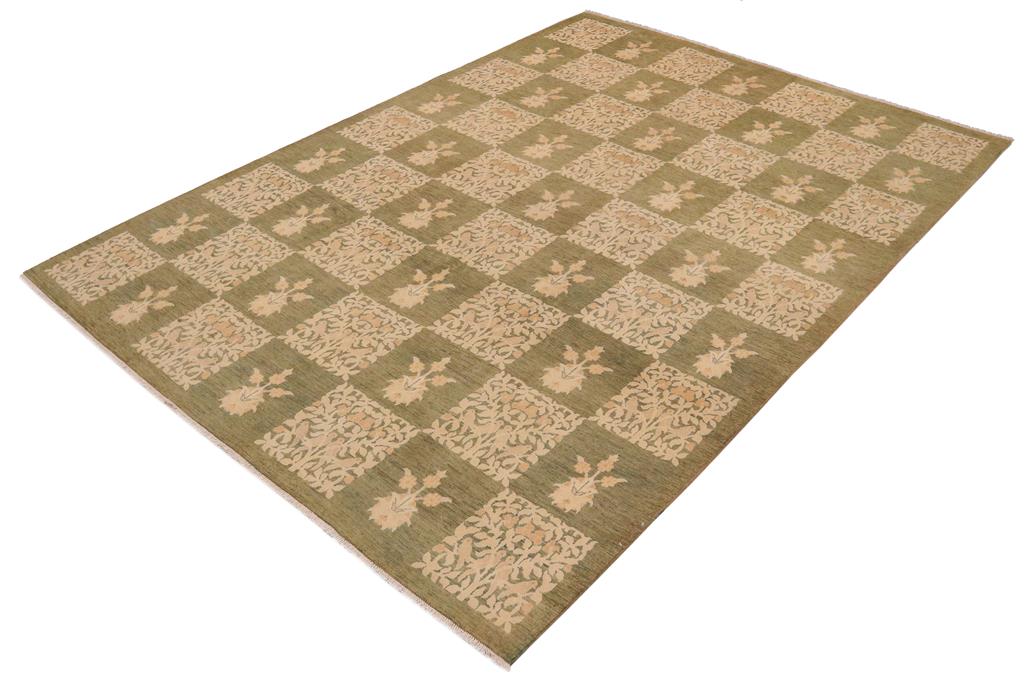 handmade Transitional Kafkaz Chobi Ziegler Lt. Green Beige Hand Knotted RECTANGLE 100% WOOL area rug 9 x 12