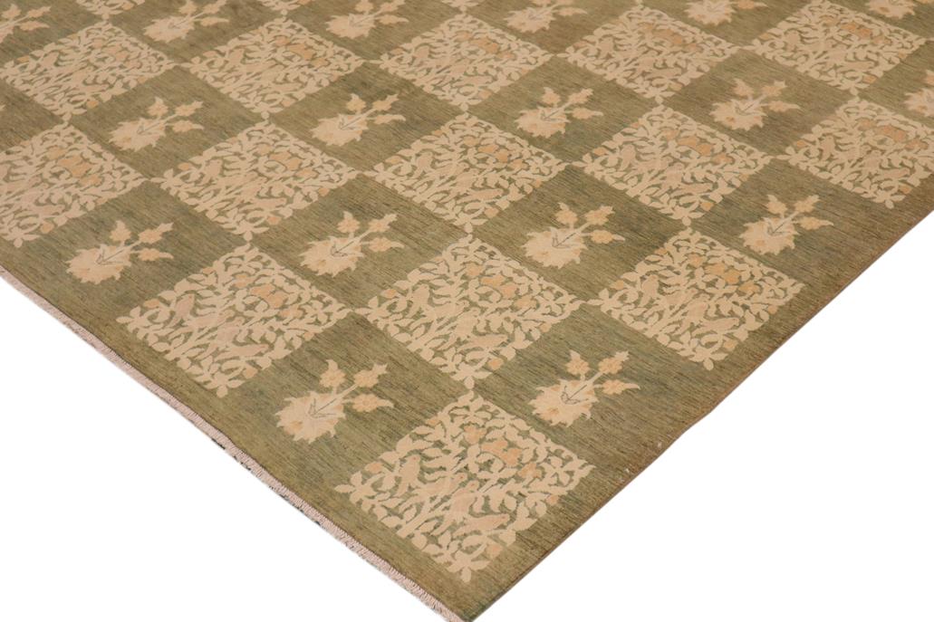 handmade Transitional Kafkaz Chobi Ziegler Lt. Green Beige Hand Knotted RECTANGLE 100% WOOL area rug 9 x 12