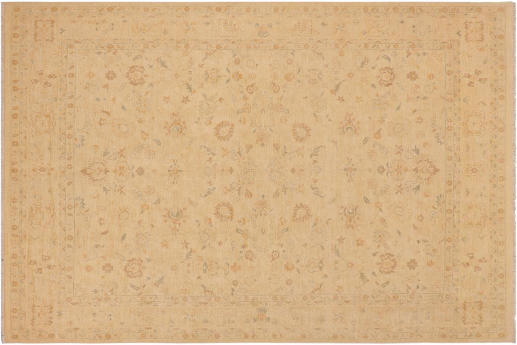 handmade Traditional Kafkaz Chobi Ziegler Beige Brown Hand Knotted RECTANGLE 100% WOOL area rug 9 x 12