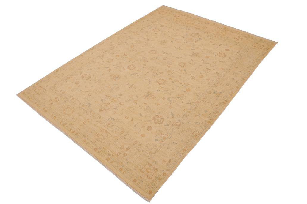 handmade Traditional Kafkaz Chobi Ziegler Beige Brown Hand Knotted RECTANGLE 100% WOOL area rug 9 x 12