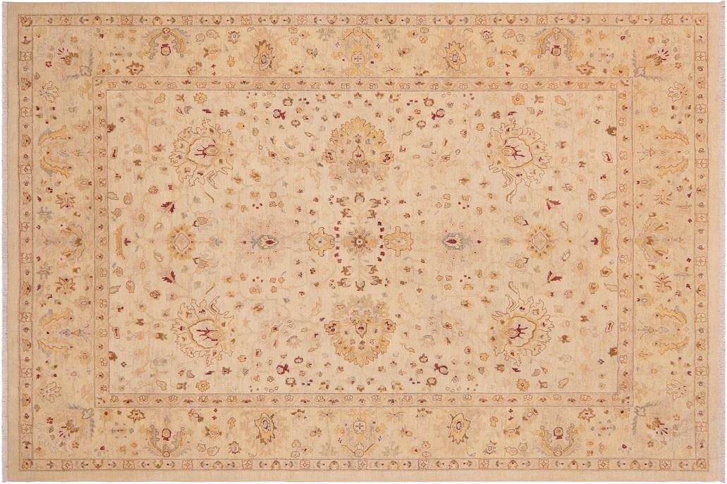 handmade Traditional Kafkaz Chobi Ziegler Beige Lt. Gold Hand Knotted RECTANGLE 100% WOOL area rug 9 x 12