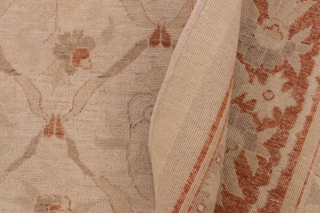 handmade Transitional Kafkaz Chobi Ziegler Beige Copper Hand Knotted RECTANGLE 100% WOOL area rug 9 x 12