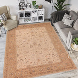 handmade Traditional Kafkaz Chobi Ziegler Beige Tan Hand Knotted RECTANGLE 100% WOOL area rug 9 x 12