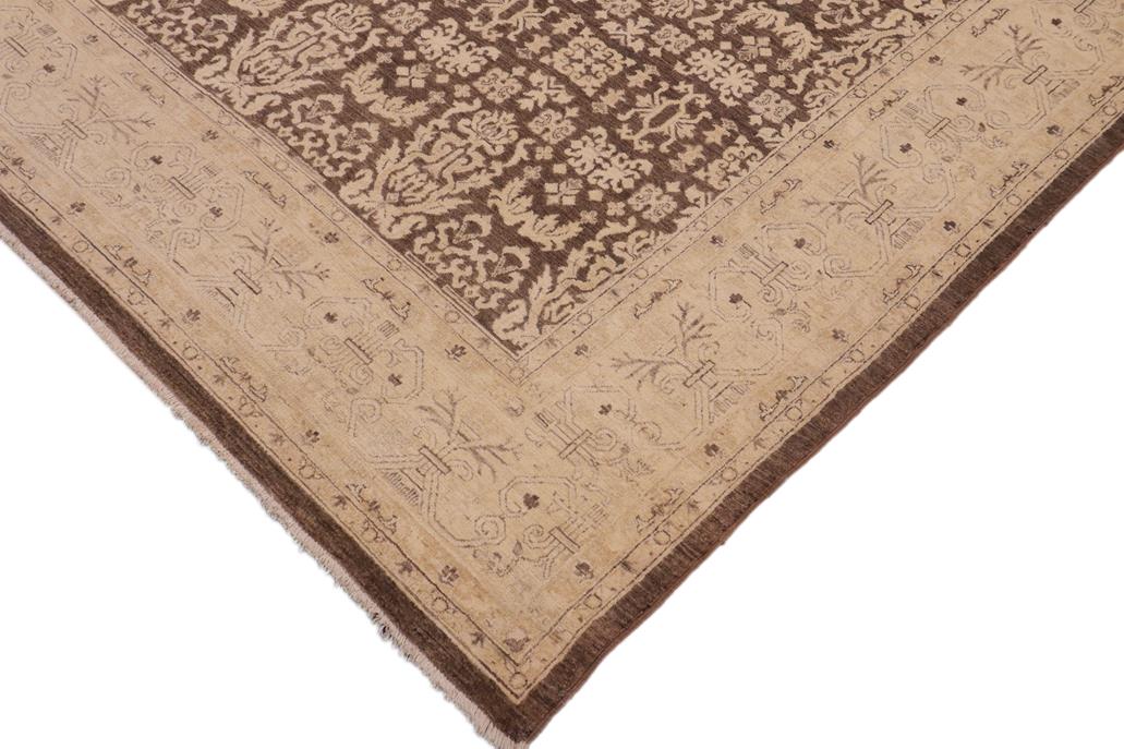handmade Transitional Kafkaz Chobi Ziegler Brown Beige Hand Knotted RECTANGLE 100% WOOL area rug 9 x 12