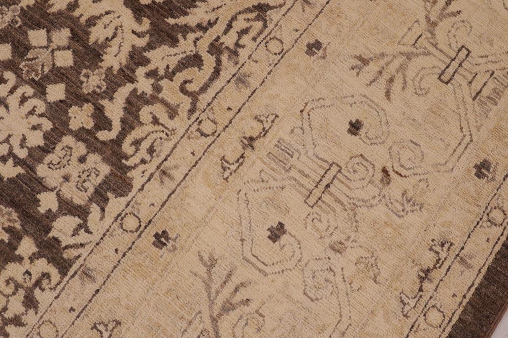 handmade Transitional Kafkaz Chobi Ziegler Brown Beige Hand Knotted RECTANGLE 100% WOOL area rug 9 x 12