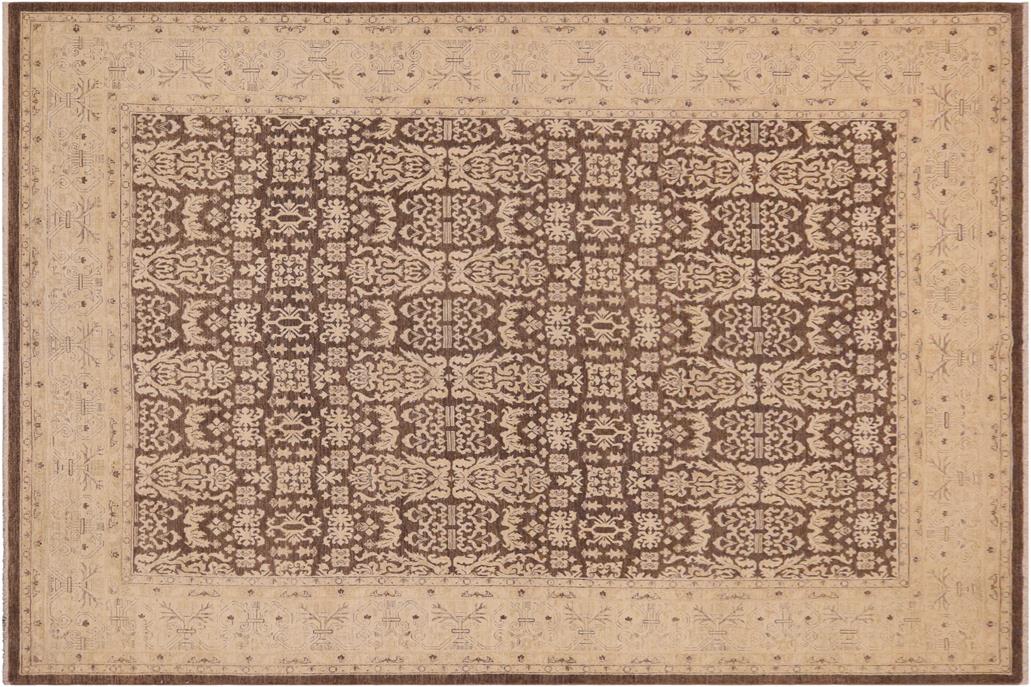 handmade Transitional Kafkaz Chobi Ziegler Brown Beige Hand Knotted RECTANGLE 100% WOOL area rug 9 x 12