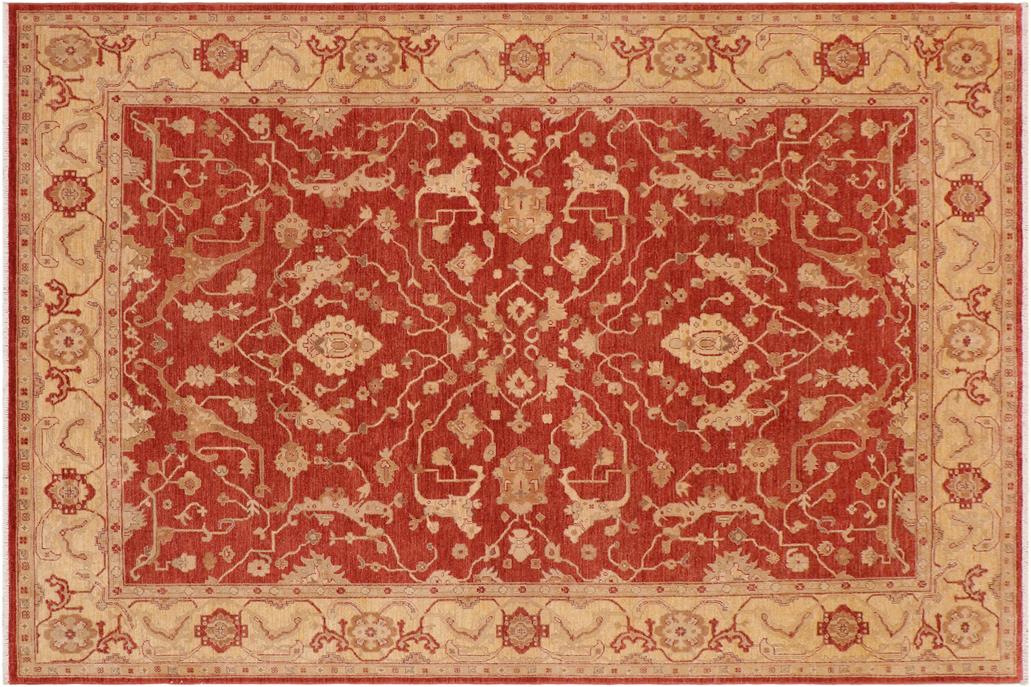 handmade Traditional Kafkaz Chobi Ziegler Red Beige Hand Knotted RECTANGLE 100% WOOL area rug 9 x 11