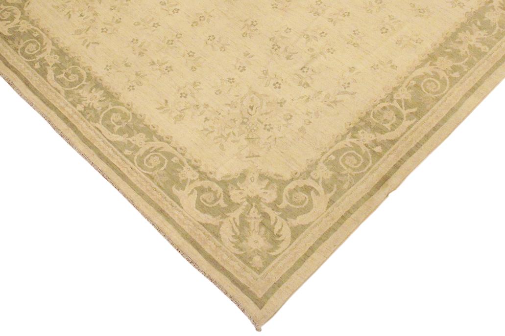 handmade Transitional Kafkaz Chobi Ziegler Beige Green Hand Knotted RECTANGLE 100% WOOL area rug 9 x 12