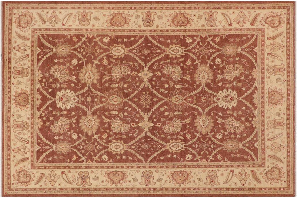 handmade Traditional Kafkaz Chobi Ziegler Red Beige Hand Knotted RECTANGLE 100% WOOL area rug 9 x 12