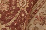 handmade Traditional Kafkaz Chobi Ziegler Red Beige Hand Knotted RECTANGLE 100% WOOL area rug 9 x 12
