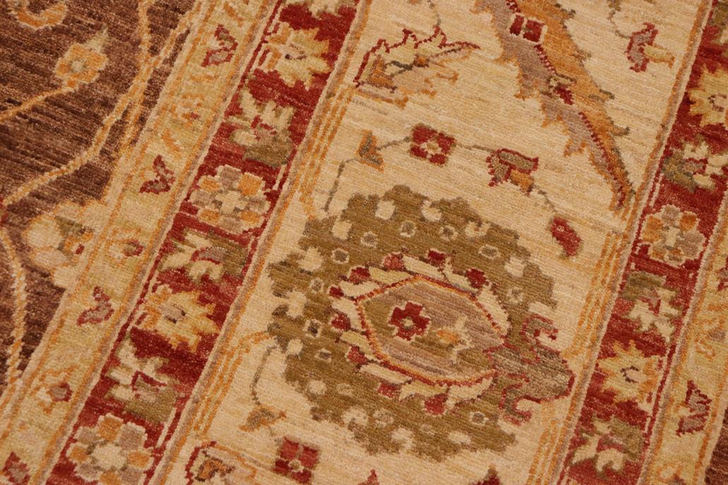 handmade Traditional Kafkaz Chobi Ziegler Brown Beige Hand Knotted RECTANGLE 100% WOOL area rug 9 x 12