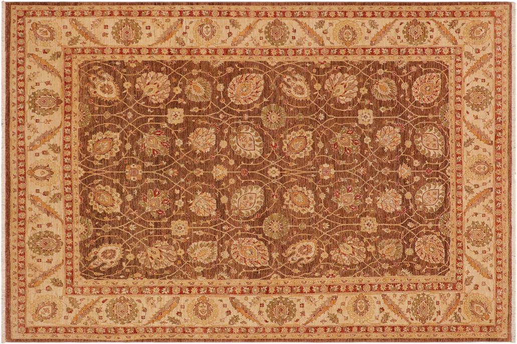 handmade Traditional Kafkaz Chobi Ziegler Brown Beige Hand Knotted RECTANGLE 100% WOOL area rug 9 x 12