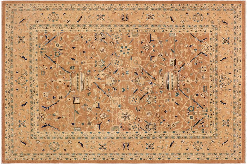 handmade Traditional Kafkaz Chobi Ziegler Lt. Brown Nude Hand Knotted RECTANGLE 100% WOOL area rug 9 x 12