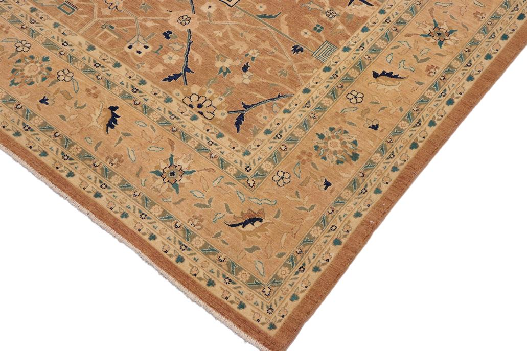 handmade Traditional Kafkaz Chobi Ziegler Lt. Brown Nude Hand Knotted RECTANGLE 100% WOOL area rug 9 x 12
