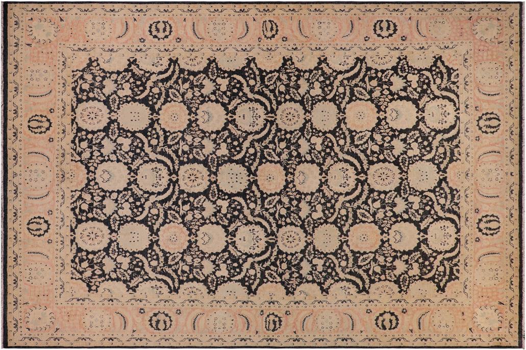 handmade Transitional Lahore Charcoal Pink Hand Knotted RECTANGLE 100% WOOL area rug 9 x 12