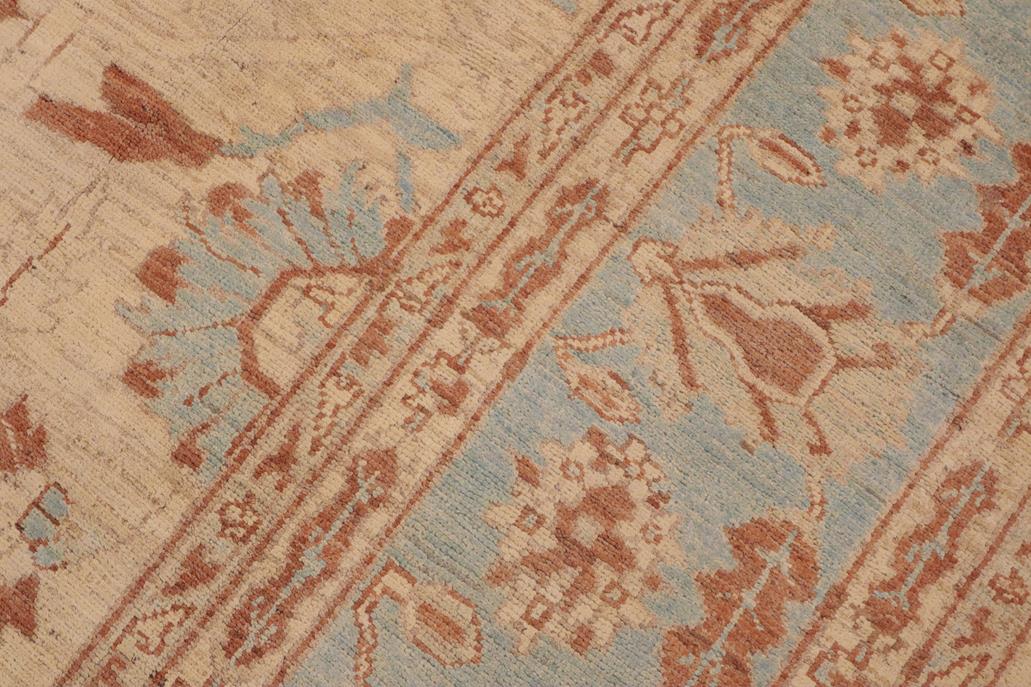 handmade Traditional Kafkaz Chobi Ziegler Beige Blue Hand Knotted RECTANGLE 100% WOOL area rug 9 x 11