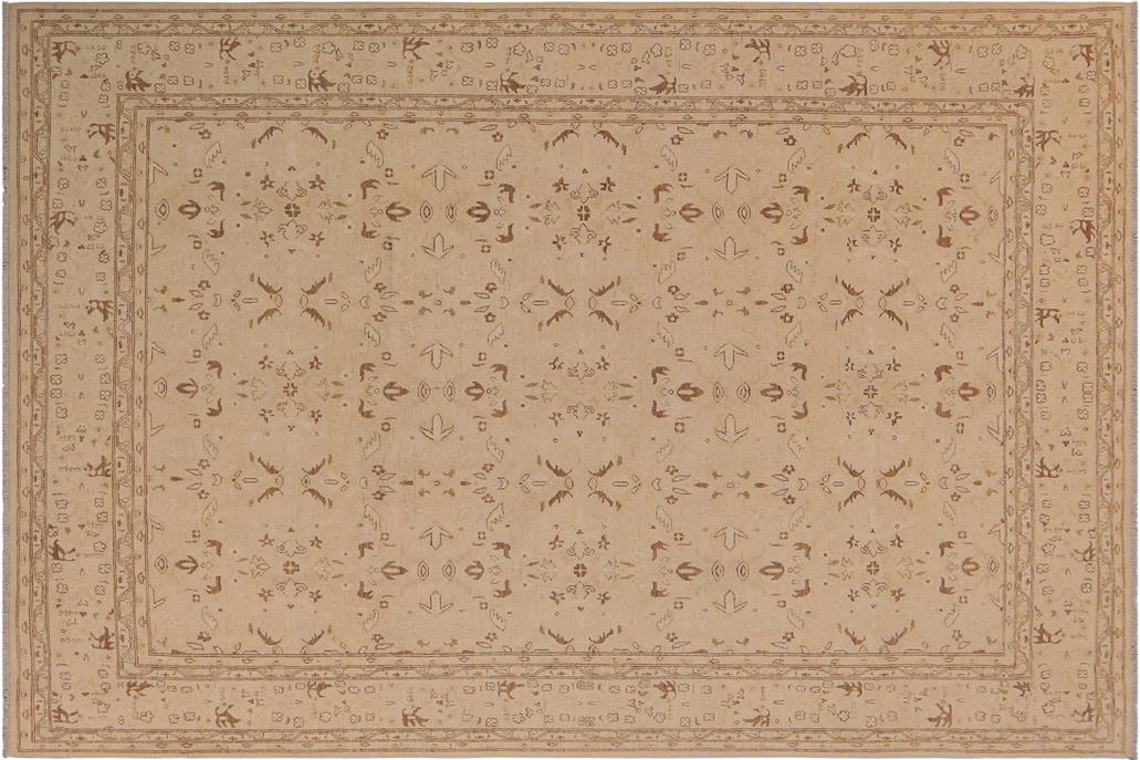 handmade Transitional Kafkaz Chobi Ziegler Beige Brown Hand Knotted RECTANGLE 100% WOOL area rug 9 x 12