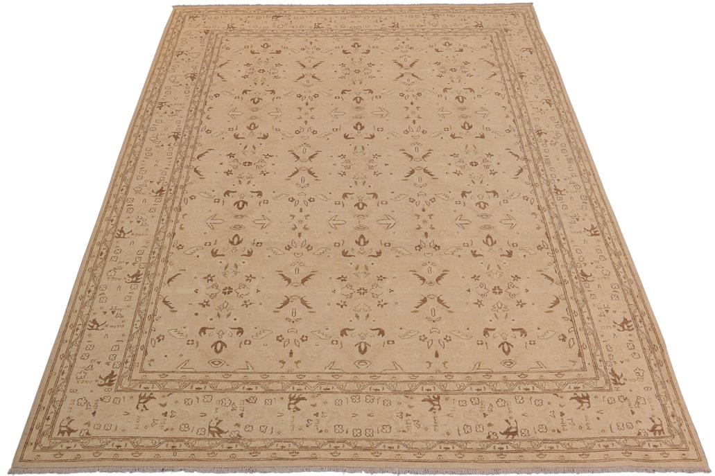 handmade Transitional Kafkaz Chobi Ziegler Beige Brown Hand Knotted RECTANGLE 100% WOOL area rug 9 x 12
