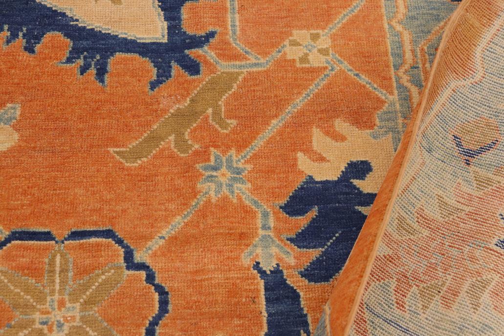 handmade Traditional Kafkaz Chobi Ziegler Orange Blue Hand Knotted RECTANGLE 100% WOOL area rug 9 x 12