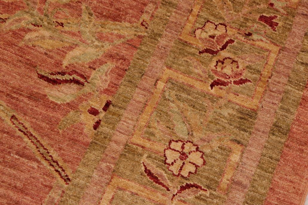 handmade Transitional Kafkaz Chobi Ziegler Peach Green Hand Knotted RECTANGLE 100% WOOL area rug 9 x 12