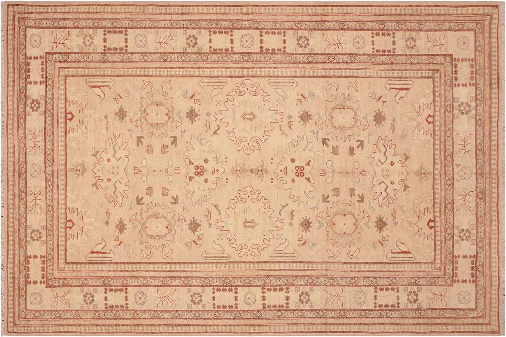 handmade Traditional Kafkaz Chobi Ziegler Tan Brown Hand Knotted RECTANGLE 100% WOOL area rug 7 x 9
