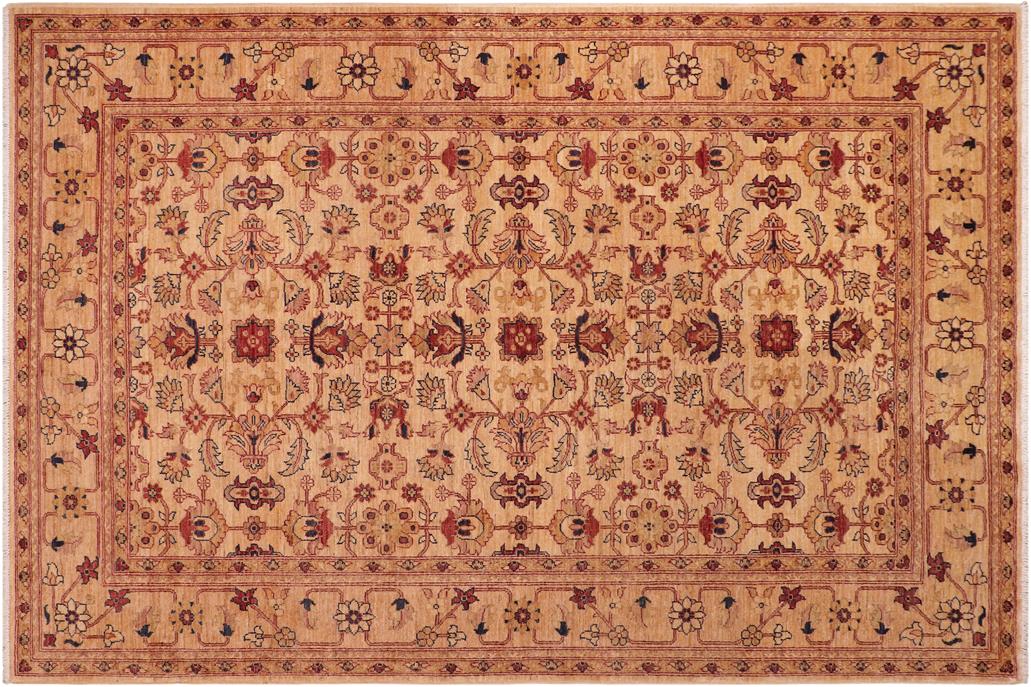 handmade Transitional Kafkaz Chobi Ziegler Gold Rust Hand Knotted RECTANGLE 100% WOOL area rug 6 x 9