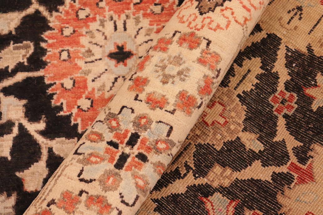 handmade Transitional Lahore Black Beige Hand Knotted RECTANGLE 100% WOOL area rug 6 x 9