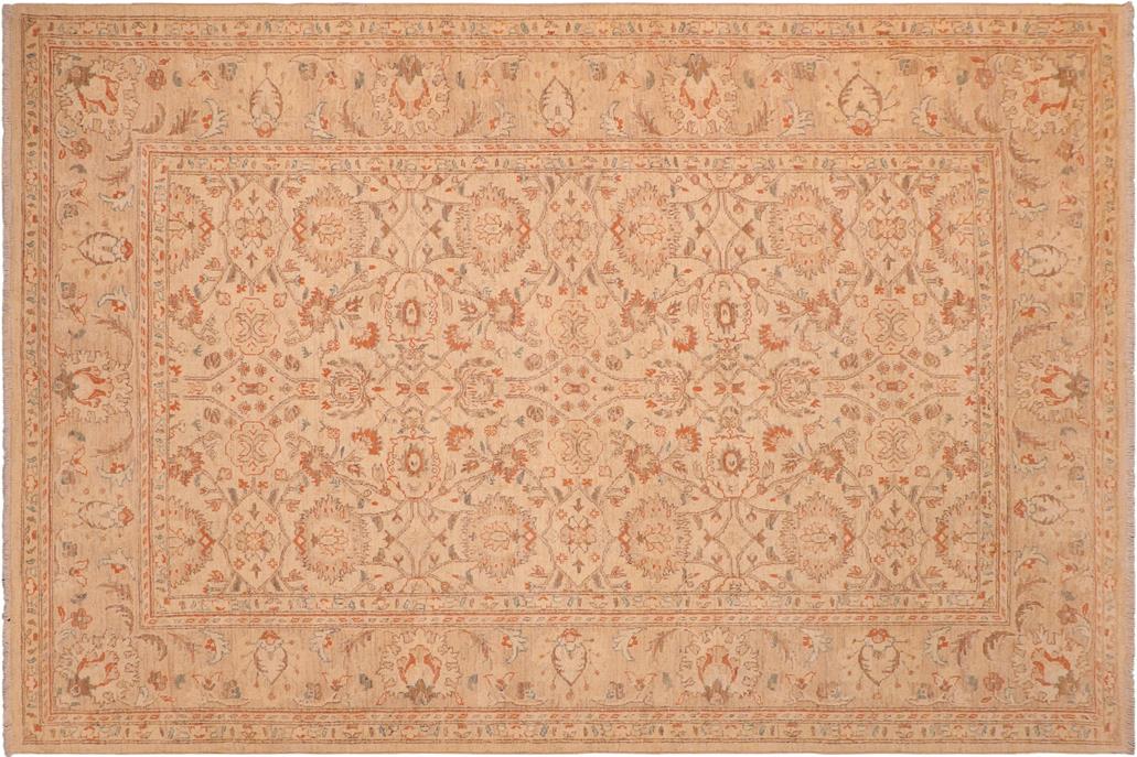 handmade Transitional Kafkaz Chobi Ziegler Beige Tan Hand Knotted RECTANGLE 100% WOOL area rug 6 x 9