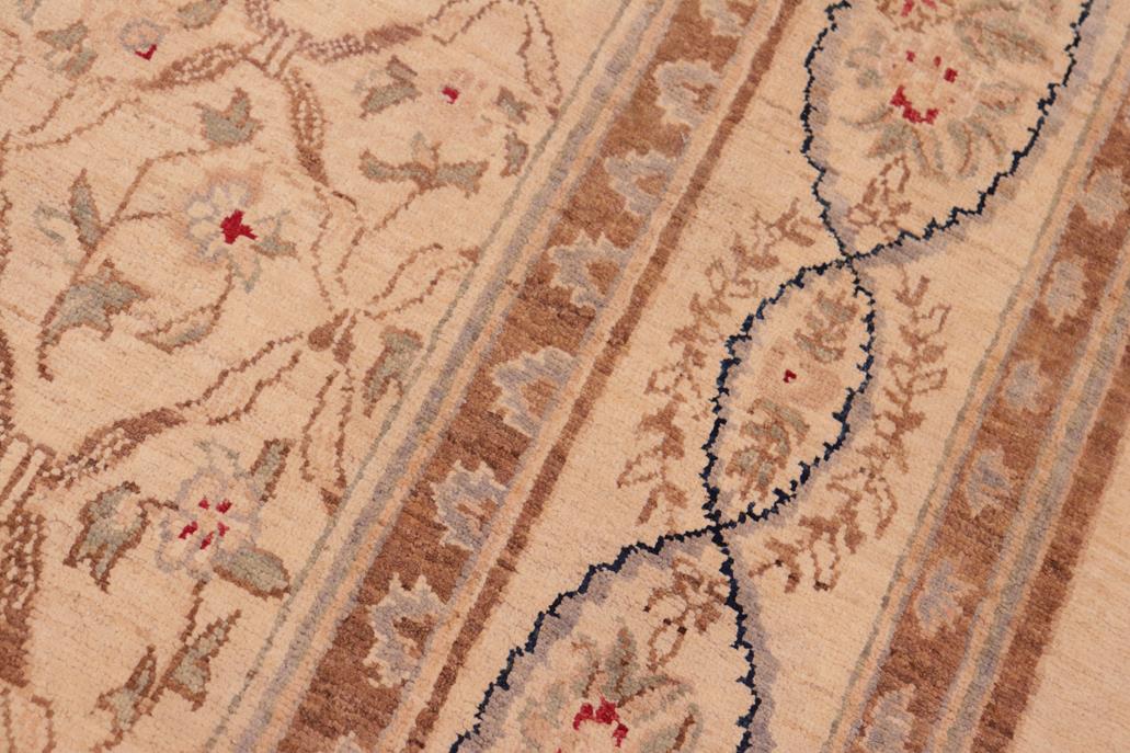 handmade Transitional Kafkaz Chobi Ziegler Beige Brown Hand Knotted RECTANGLE 100% WOOL area rug 6 x 9