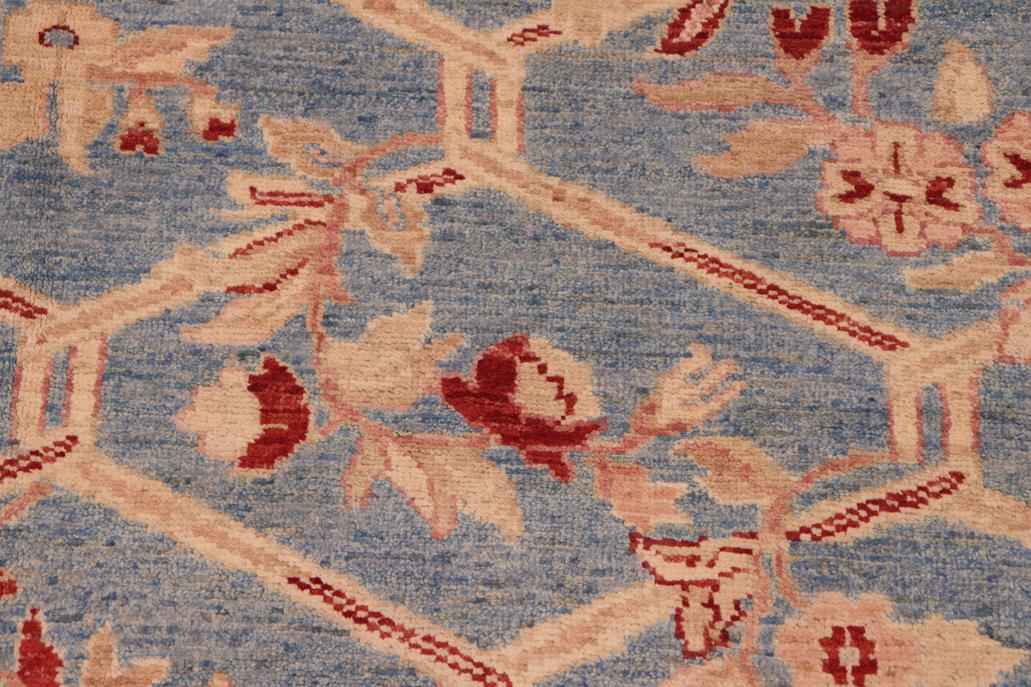 handmade Transitional Kafkaz Chobi Ziegler Blue Tan Hand Knotted RECTANGLE 100% WOOL area rug 6 x 9