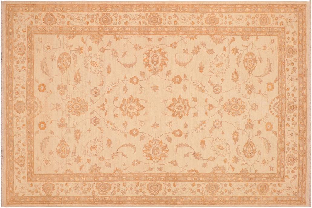 handmade Traditional Kafkaz Chobi Ziegler Tan Brown Hand Knotted RECTANGLE 100% WOOL area rug 6 x 8