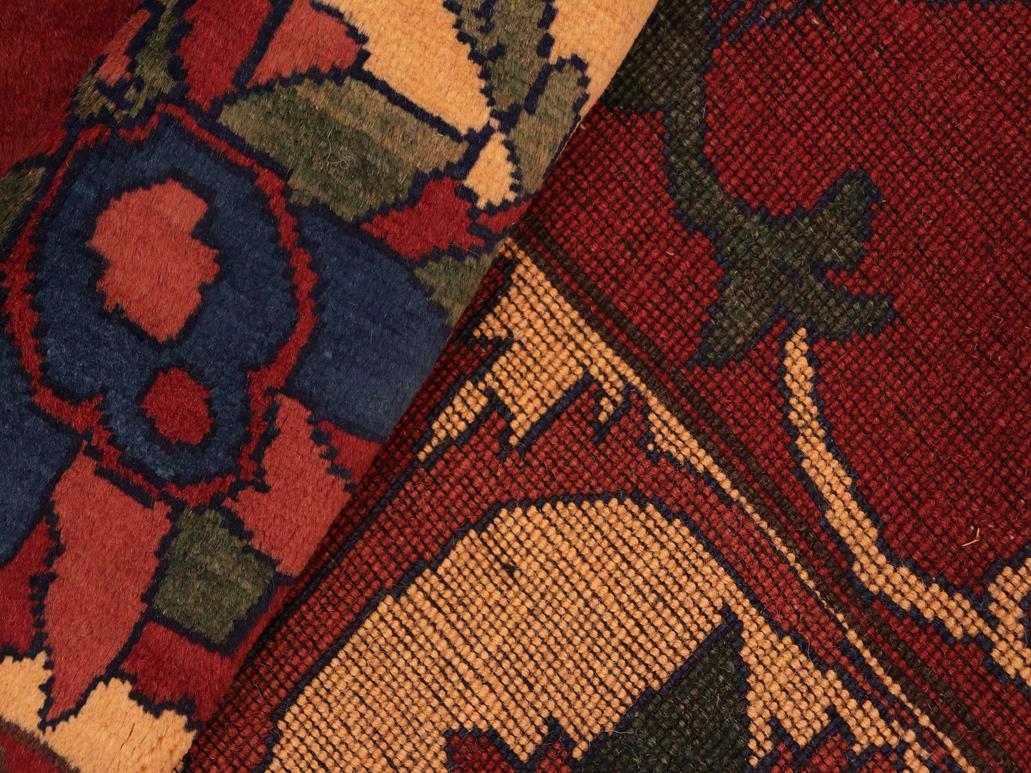 handmade Geometric Kargahi Rust Gold Hand Knotted RECTANGLE 100% WOOL area rug 7x10