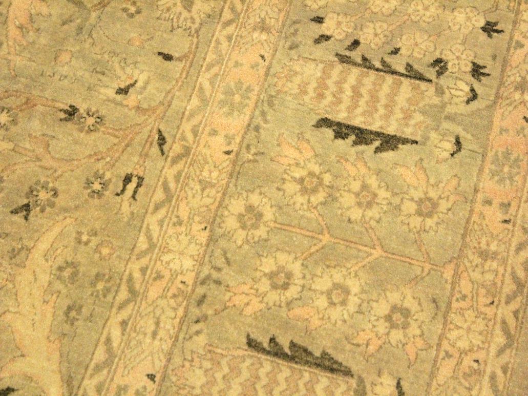 handmade Traditional Tajdar Taupe Green Hand Knotted RECTANGLE 100% WOOL area rug 9x12