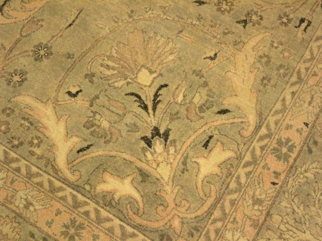 handmade Traditional Tajdar Taupe Green Hand Knotted RECTANGLE 100% WOOL area rug 9x12