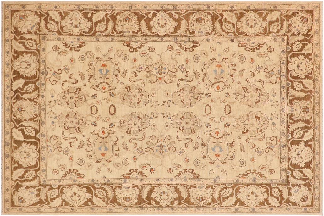 handmade Traditional Kafkaz Chobi Ziegler Beige Brown Hand Knotted RECTANGLE 100% WOOL area rug 8 x 11